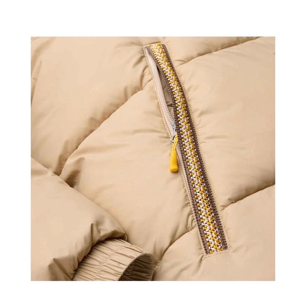 UGG XAYDEN UGGBRAID Puffer Jacket‎ Mens Tan Sand Sherpa Lined Hooded Coat Large